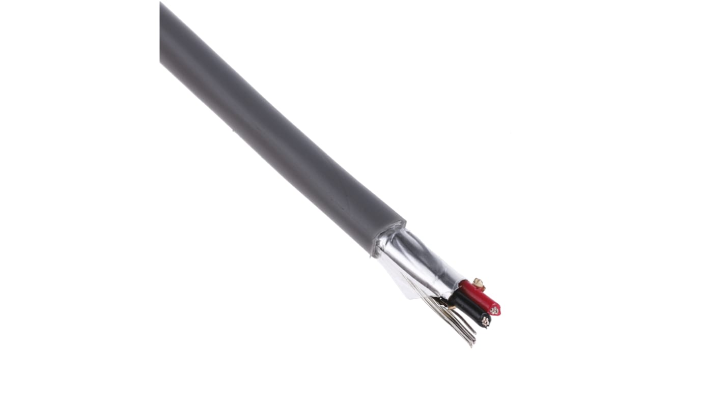 RS PRO Data Cable, 1 Pairs, 2 Cores, 0.35 mm², Screened, 22 AWG, 100m, Aluminium Foil-PET Tape Shield