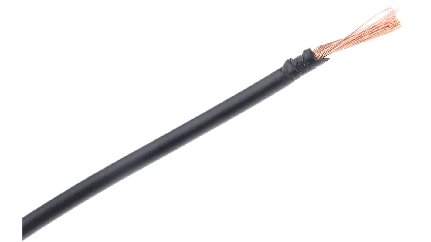 RS PRO Black 0.26mm² Hook Up Wire, 23 AWG, 3/0.07 mm, 100m, PVC Insulation