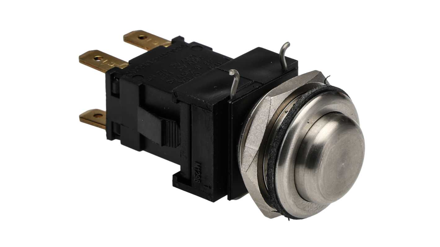 Arcolectric (Bulgin) Ltd 8300 Series Push Button Switch, Latching, Panel Mount, 19.2mm Cutout, DPDT, 250V ac, IP66