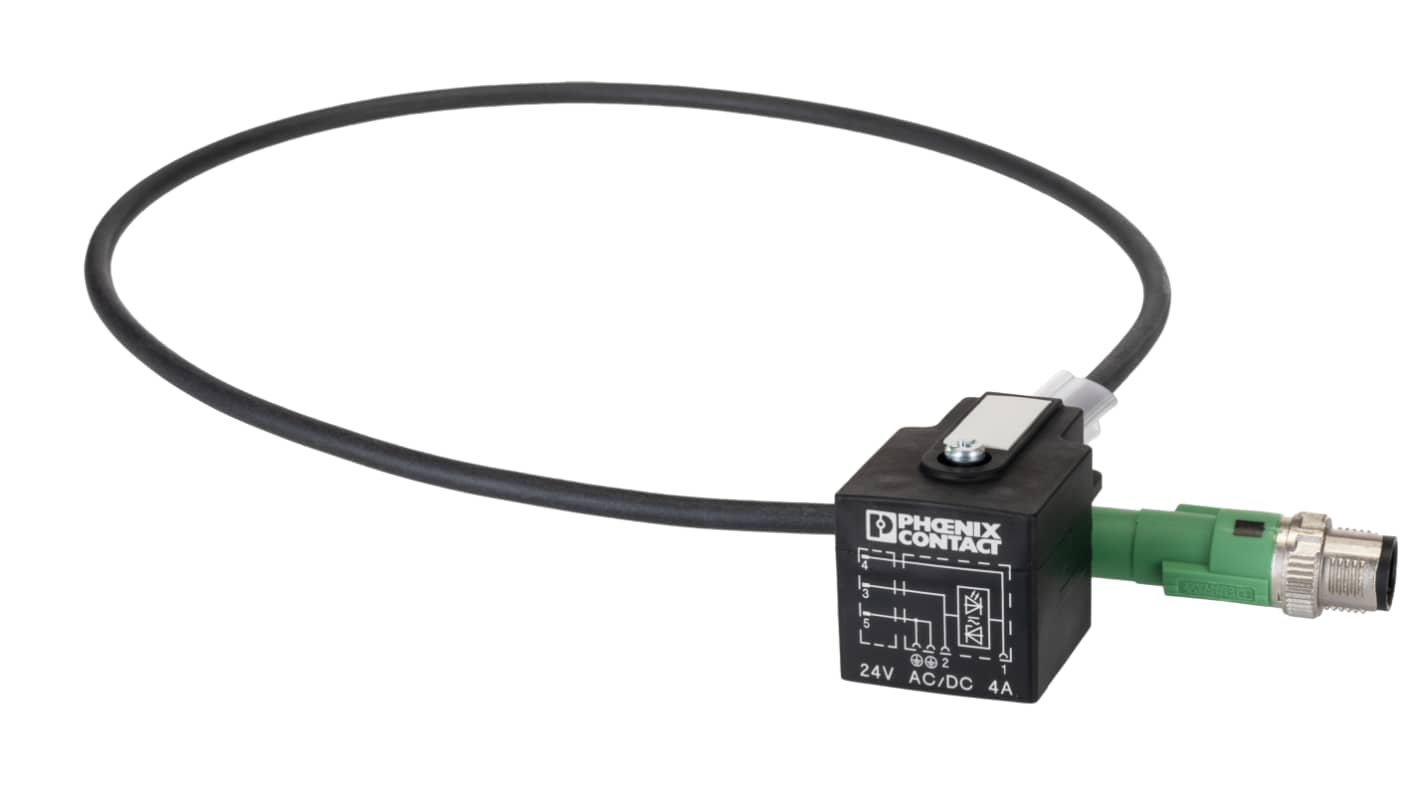 Phoenix Contact Straight Male 3 way M12 to DIN 43650 Form A Sensor Actuator Cable, 600mm
