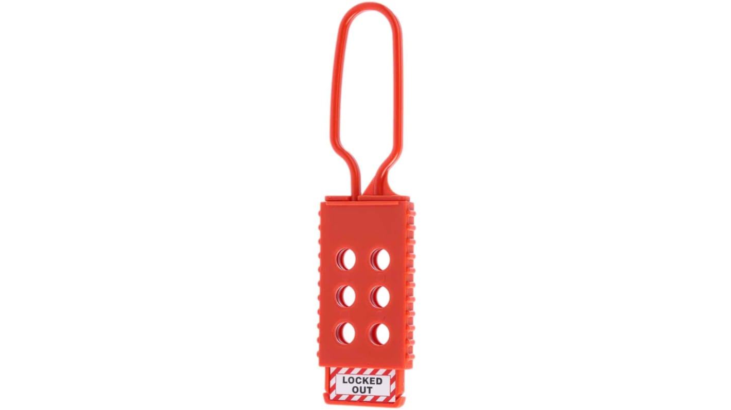 RS PRO Nylon Schließbügel Typ Elektrische Verrieglungshaspe, 6-fach Verriegelung, Ø 9.5mm, 80mm, Rot