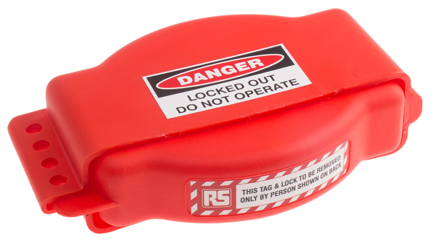 RS PRO Red 4-Lock Polypropylene Adjustable Gate Valve Lockout, 8.25mm Shackle, 165mm Attachment