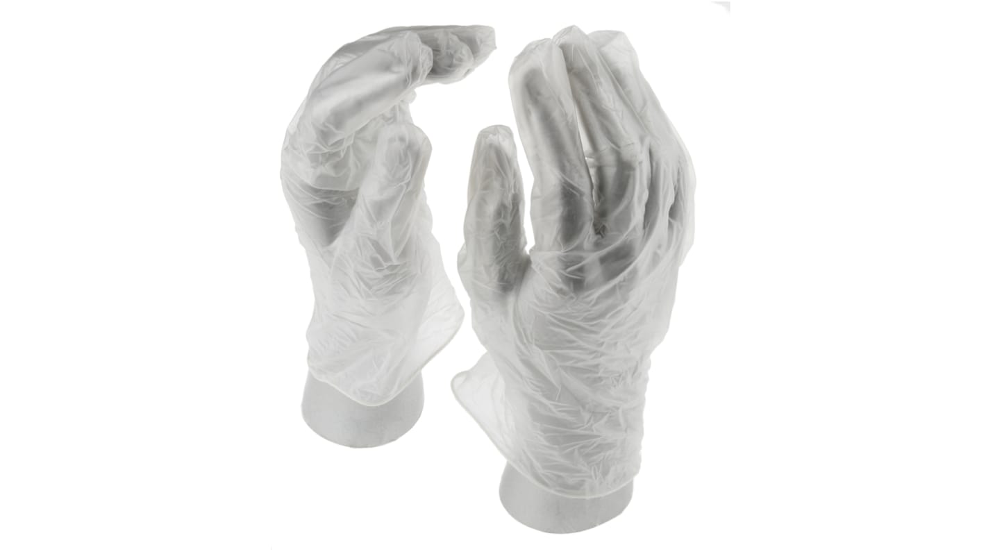 Ansell DuraTouch Clear Powdered Vinyl Disposable Gloves, Size 9.5, XL, Food Safe, 100 per Pack