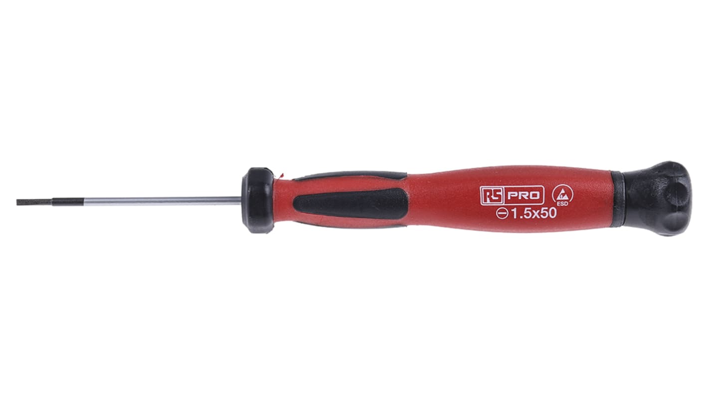 RS PRO Flat Screwdriver, 1.5 mm Tip, 50 mm Blade