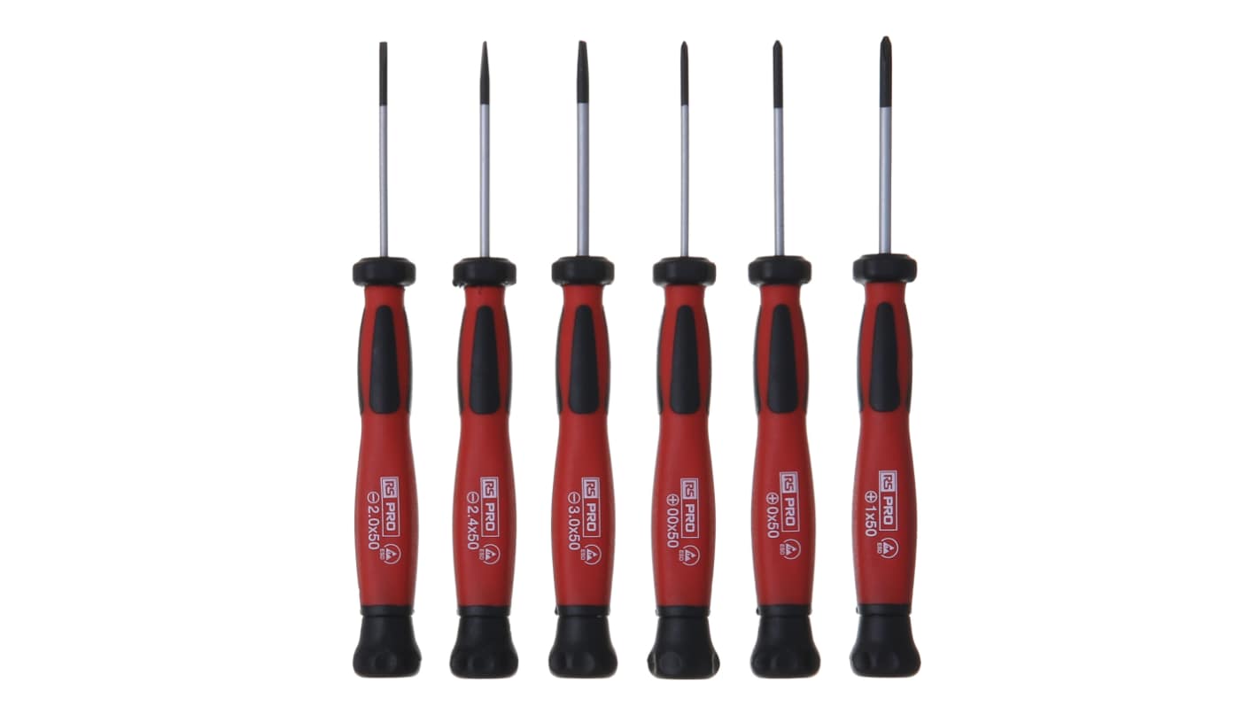 RS PRO Phillips Slotted Precision Screwdriver Set 6 Piece ESD Safe