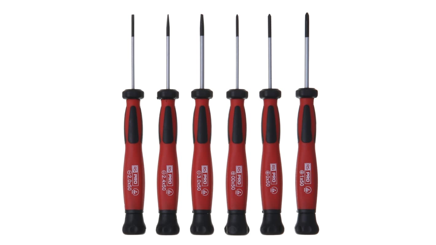 RS PRO Phillips; Slotted Precision Screwdriver Set, 6-Piece, ESD-Safe