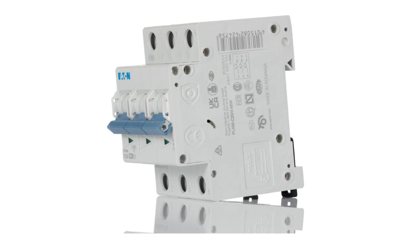 Interruttore magnetotermico Eaton, 3P 20A 10 kA, Tipo C