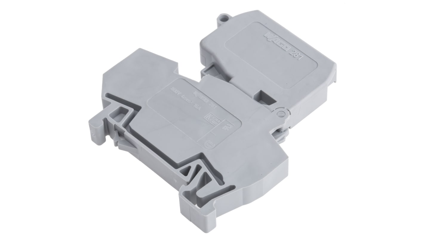 WAGO 281-611 281 Series Grey, 4mm², Single-Level, Cage Clamp Termination, Fused