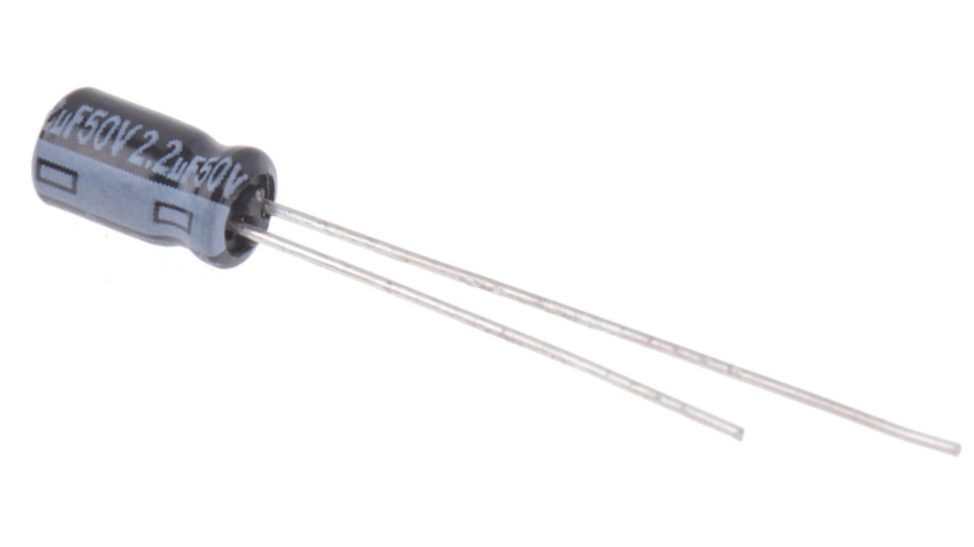 Panasonic 2.2μF Electrolytic Aluminium Electrolytic Capacitor 50V dc, Through Hole - ECEA1HKA2R2