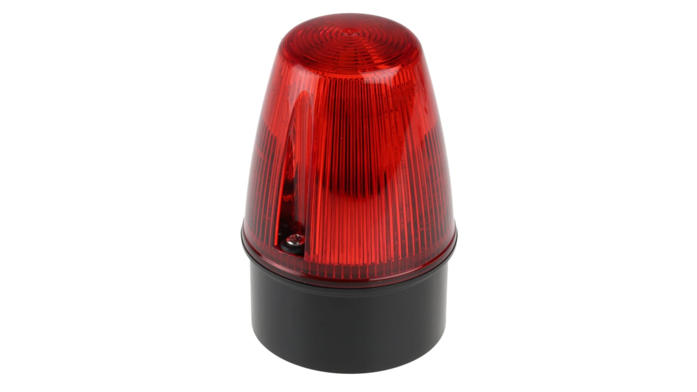 Moflash 红色闪光LED警示灯, 黑色外壳, 20 → 30 V, Φ72mm底座, 表面安装, 壁装, IP65