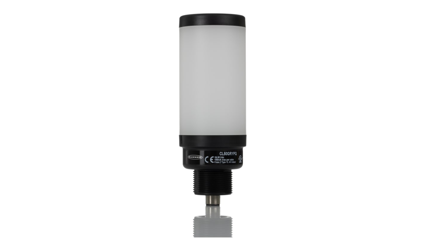Rs-Online Torretta di segnalazione Banner 18 → 30 V c.c. LED 3 elementi lenti Rosso/Verde/Giallo