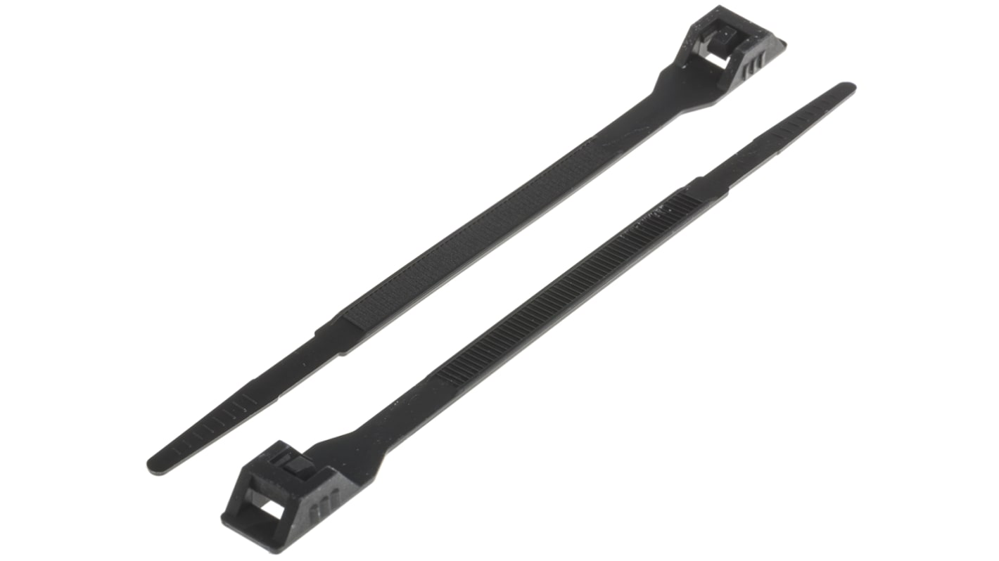 RS PRO Cable Tie, Double Locking, 132mm x 6 mm, Black Nylon, Pk-100