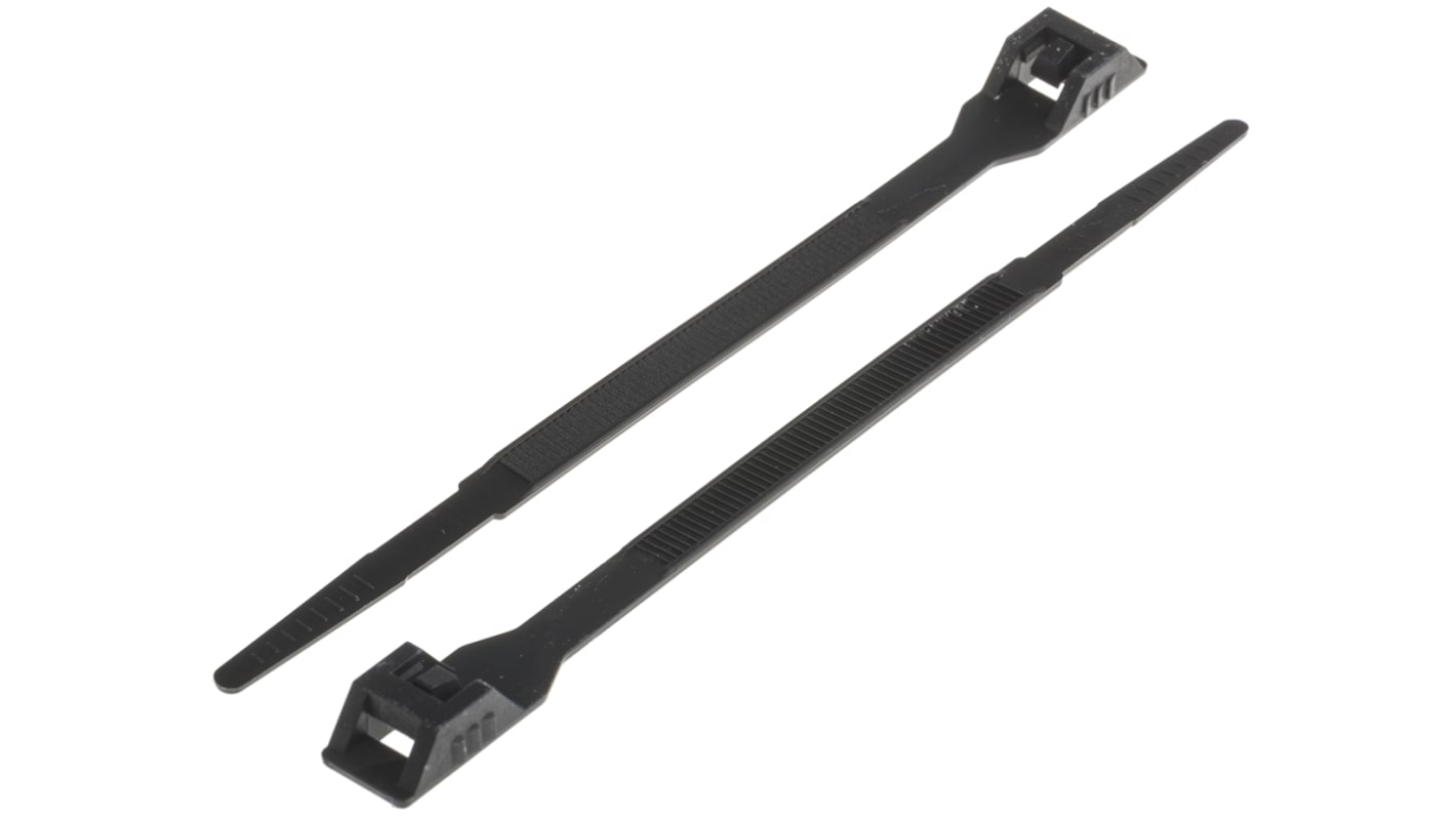 RS PRO Cable Tie, Double Locking, 132mm x 6mm, Black Nylon, Pk-100