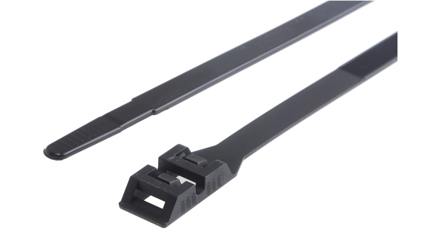 RS PRO 結束バンド, 292mm x 9mm, 黒, ナイロン 66