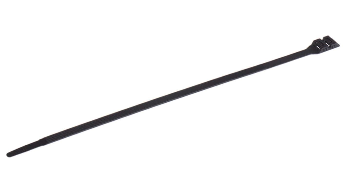 RS PRO 結束バンド, 360mm x 9mm, 黒, ナイロン 66