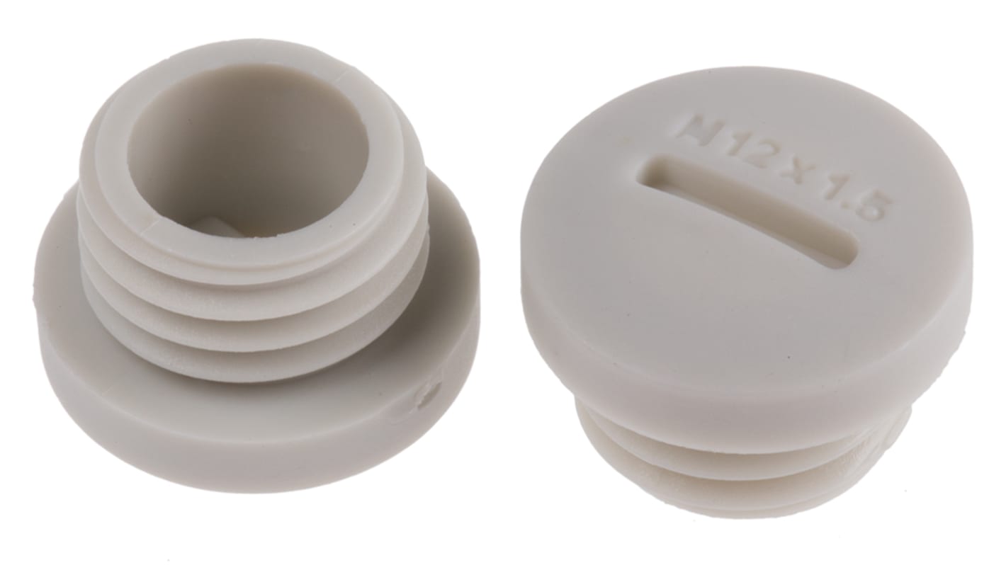 RS PRO Blanking Plug, M12, 11.7mm Hole Diameter, Nylon 66, 15mm Diameter, Threaded