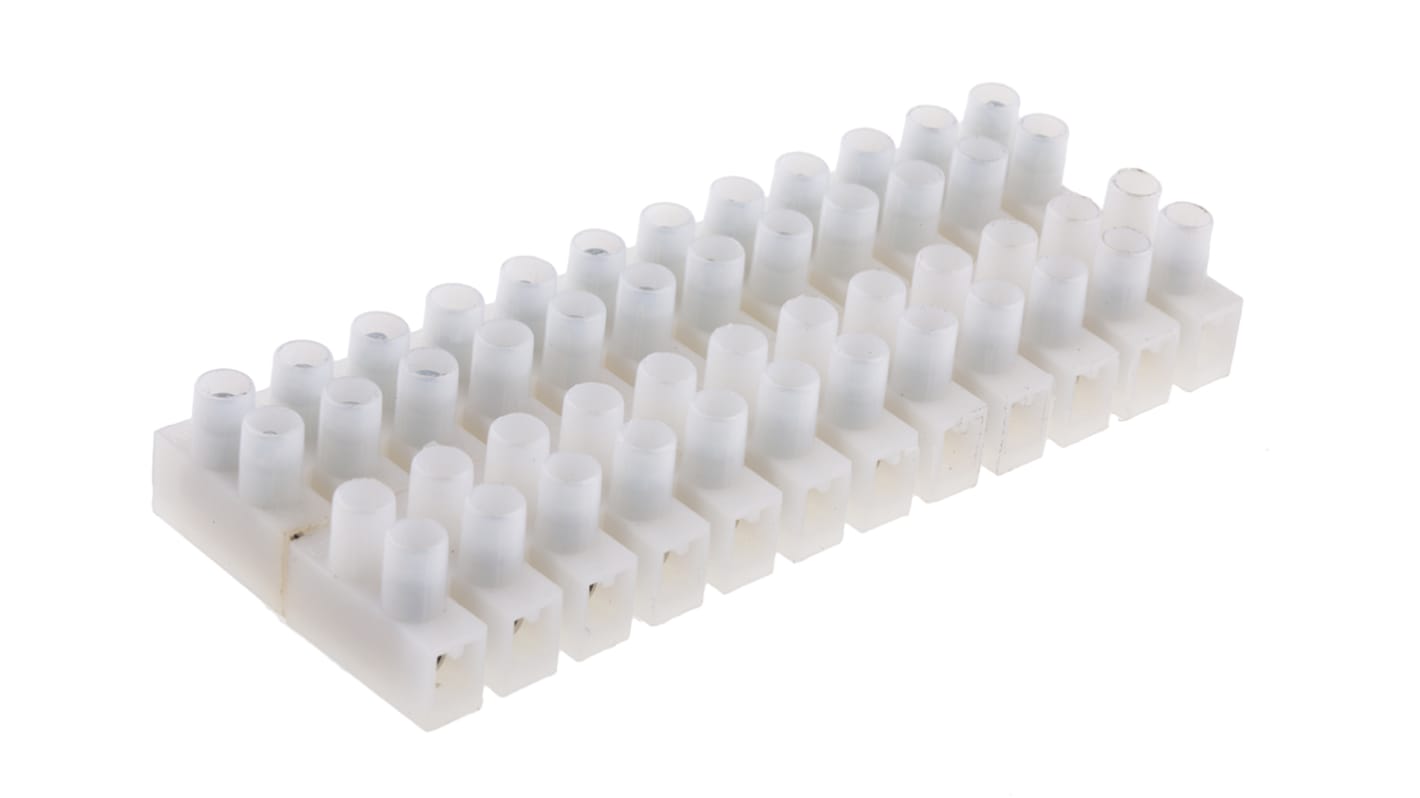 RS PRO Non-Fused Terminal Block, 12-Way, 2.5 → 20A, 14 AWG Wire, Screw Termination