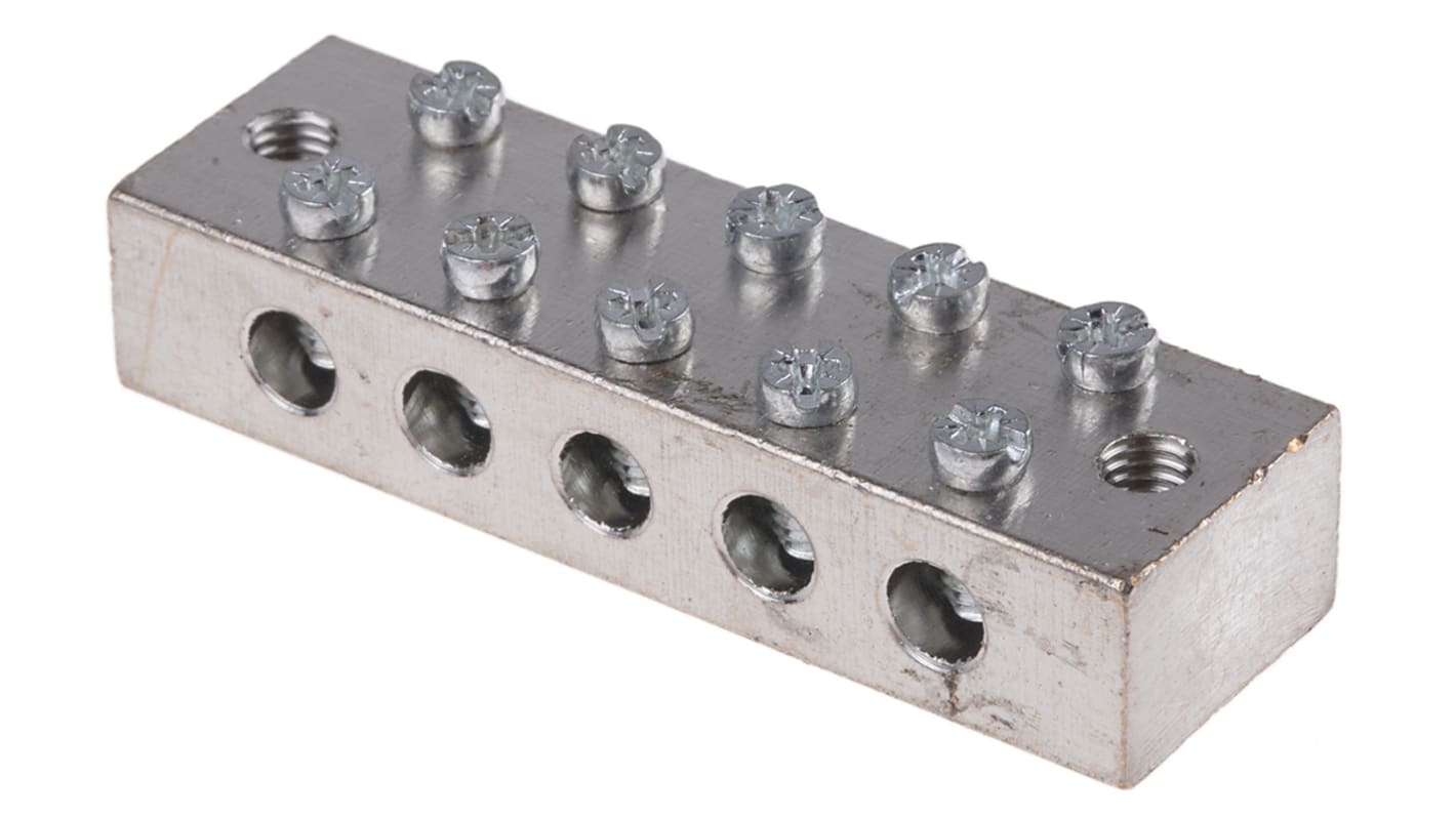 Morsetto di terra RS PRO, 5 vie, 0 → 16 AWG, CE (BS EN 60998)