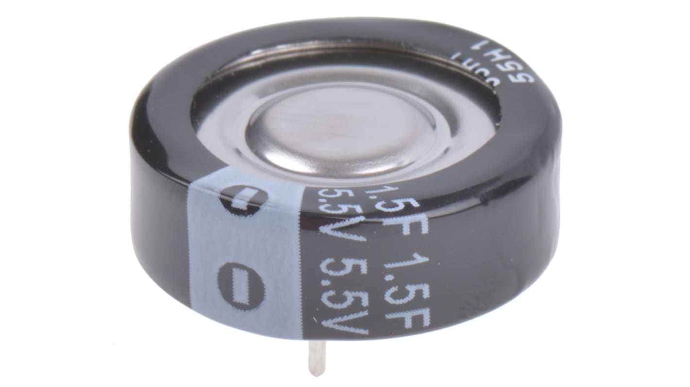 Panasonic 1.5F Supercapacitor -20 → +80% Tolerance, NF 5.5V dc, Through Hole