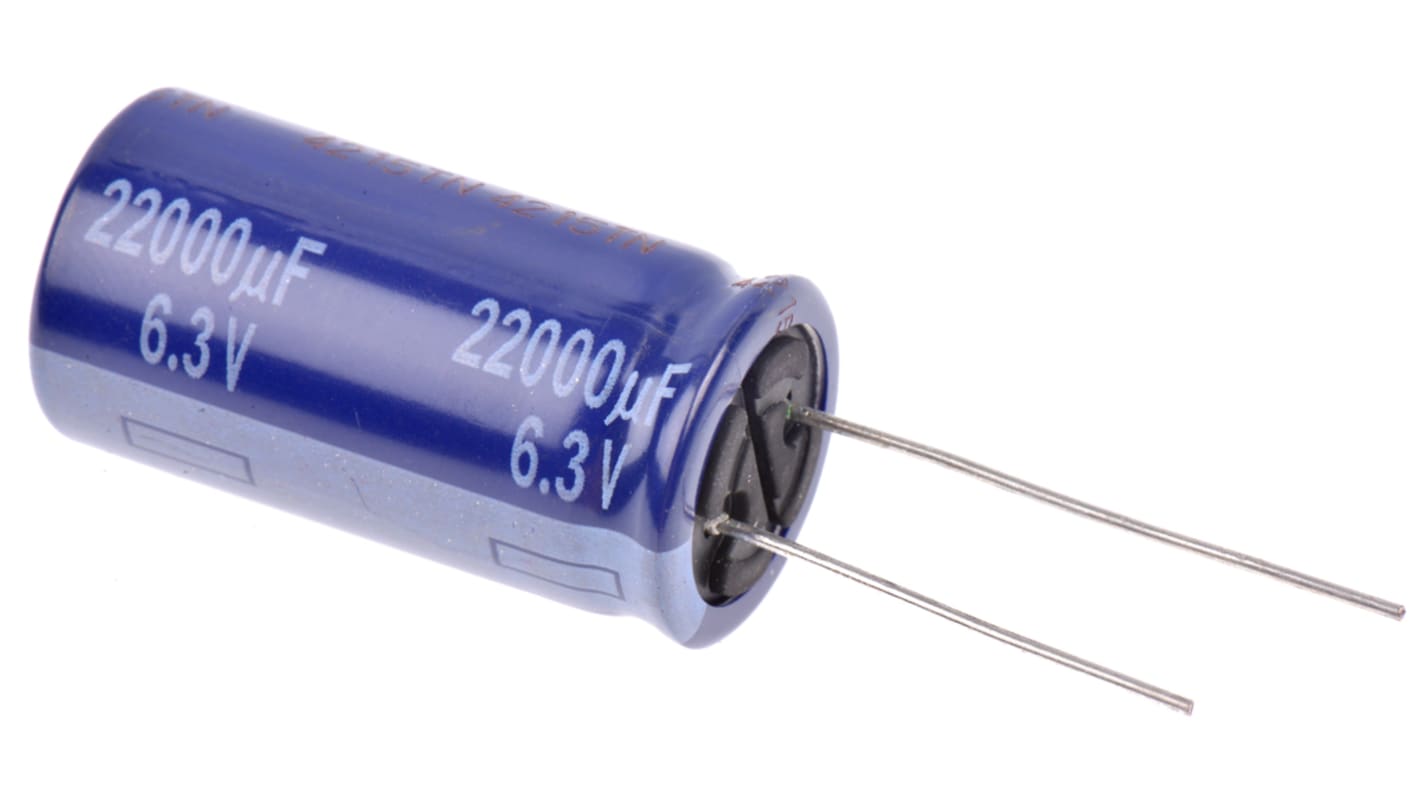 Panasonic 22000μF Electrolytic Aluminium Electrolytic Capacitor 6.3V dc, Through Hole - ECA0JM223