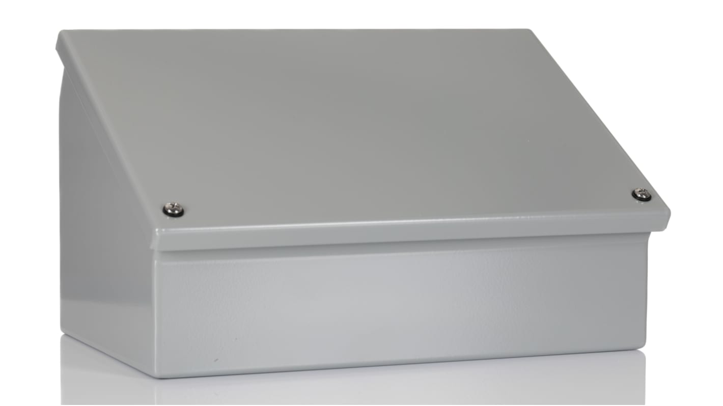 Contenitore per elettronica Hammond con frontale inclinato 203 x 305 x 182mm, in Acciaio, col. Grigio