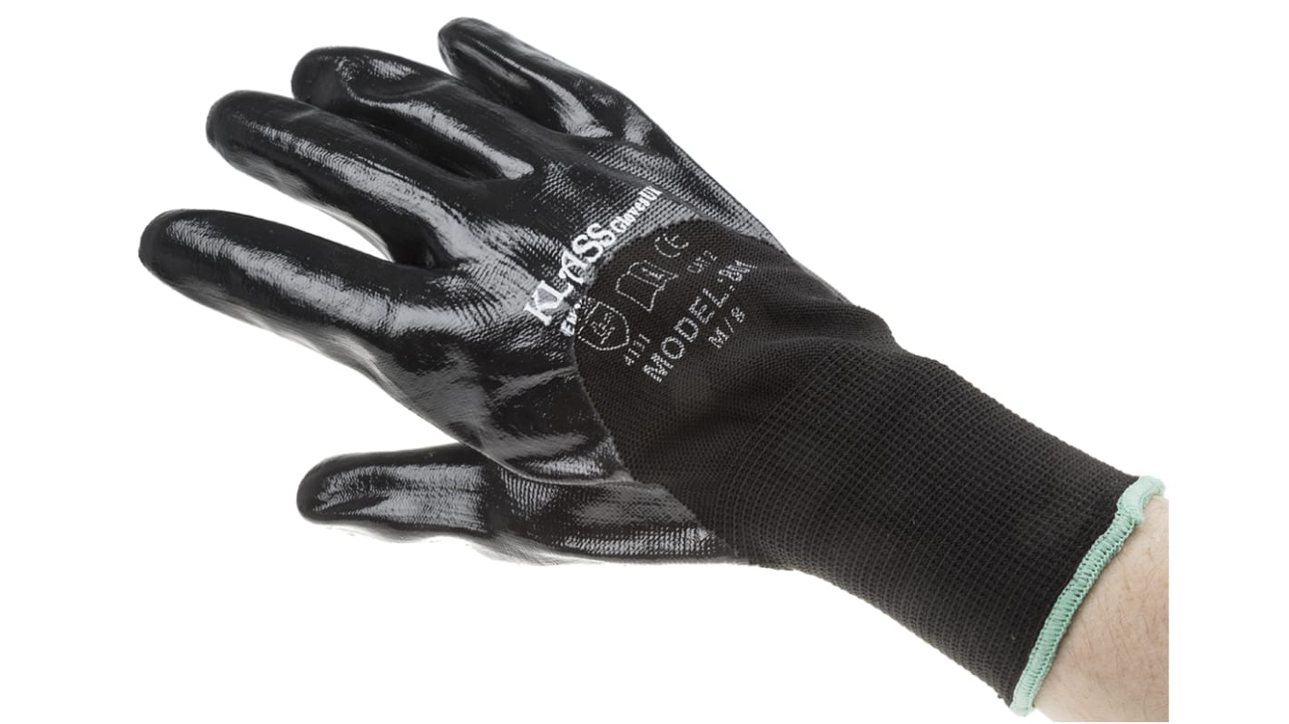 RS PRO Black Polyester General Purpose Gloves, Size 8, Nitrile Coating