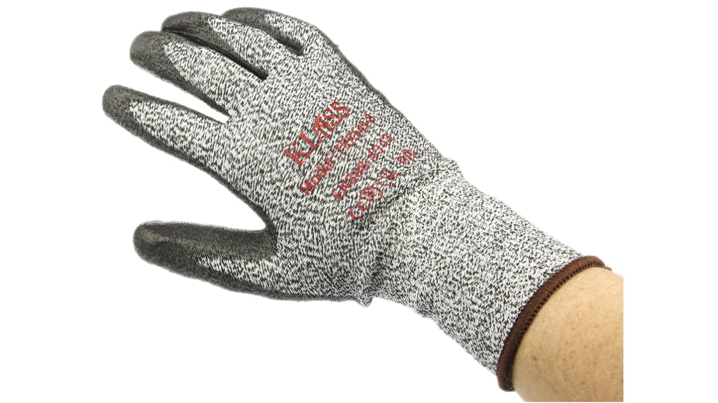 RS PRO Black, Grey Polyethylene Cut Resistant Gloves, Size 9, Polyurethane Coating