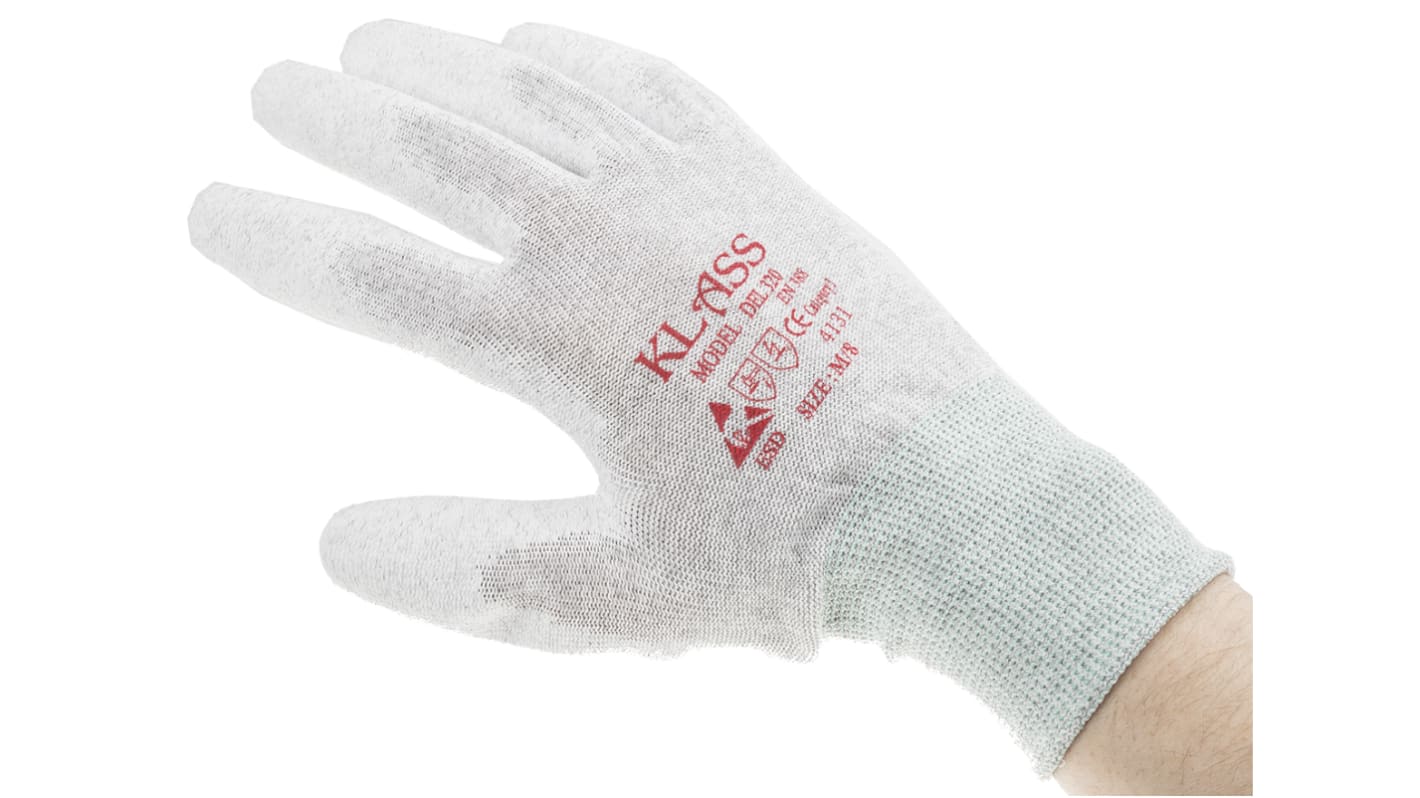 RS PRO Grey Nylon Anti-Static Anti-Static Gloves, Size 8, Medium, Polyurethane Coating