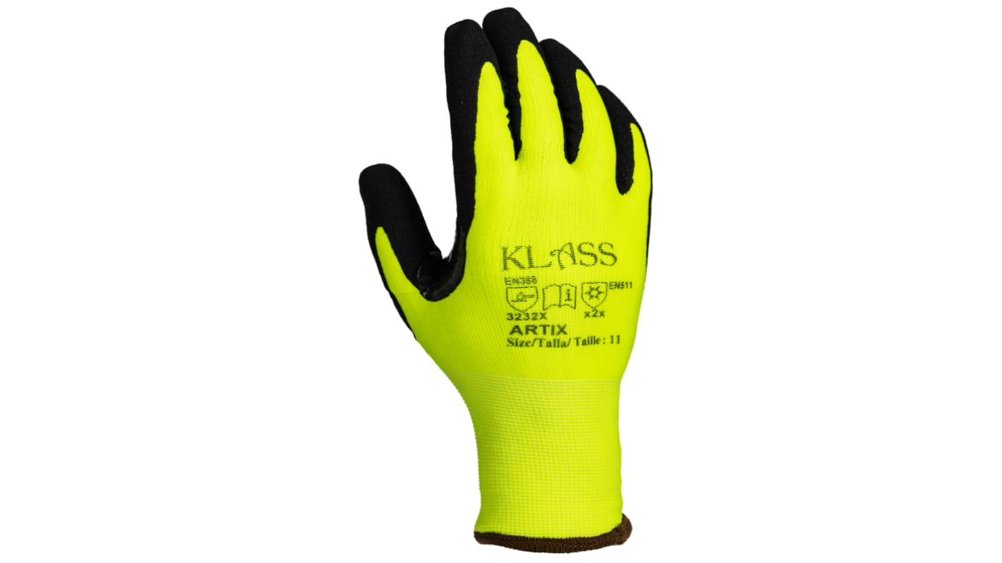 Guantes de trabajo de Algodón Negro RS PRO, talla 11, XL, con recubrimiento de Látex, Térmico