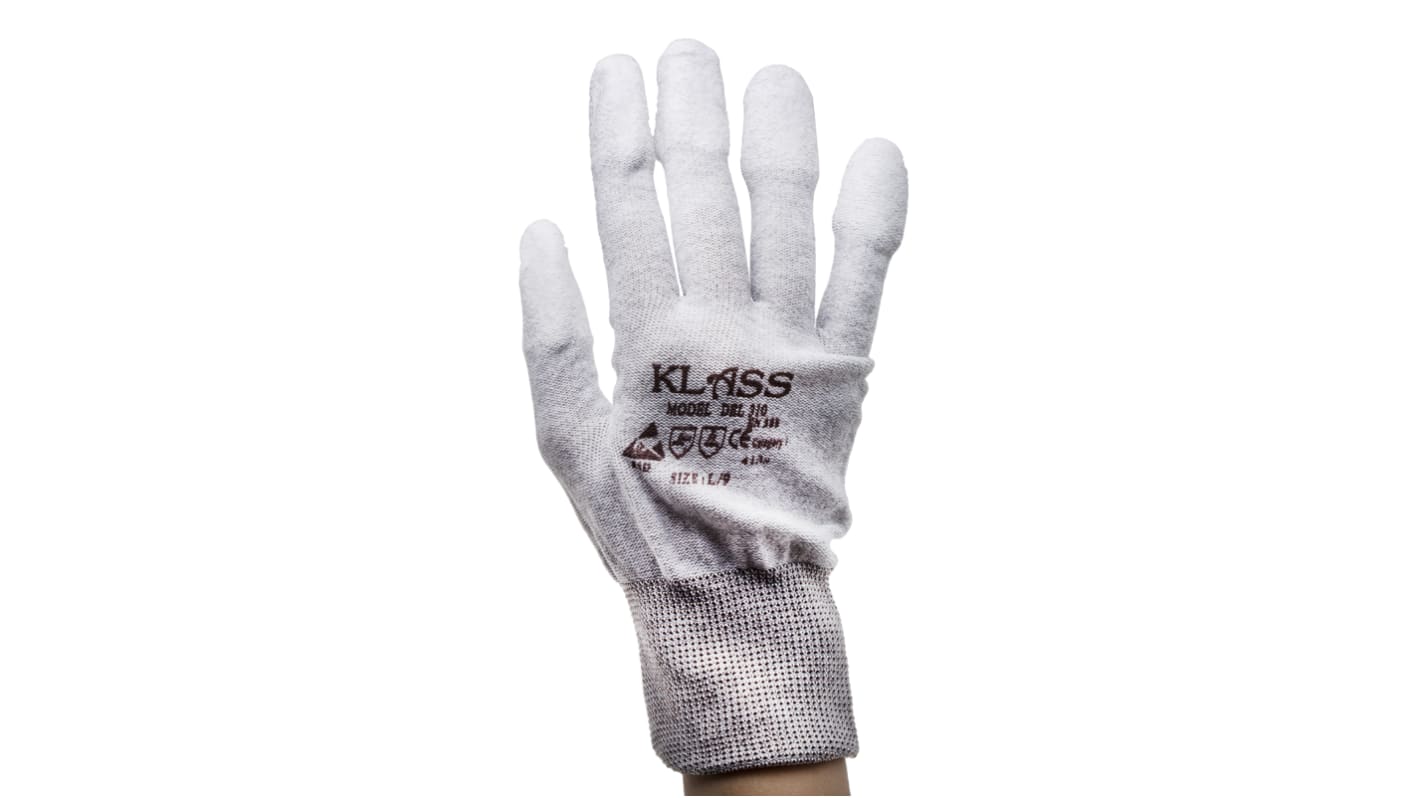 RS PRO Antistatische Handschuhe Größe 9, L Anti-Static Nylon Grau 10Paare