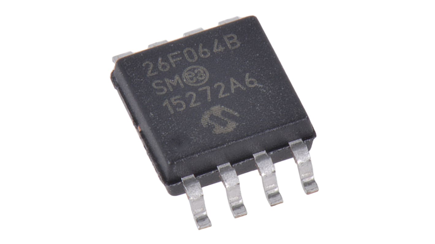 AEC-Q100 Memoria flash, SPI SST26VF064B-104I/SM 64Mbit, 8M x 8 bits, 3ns, SOIJ, 8 pines