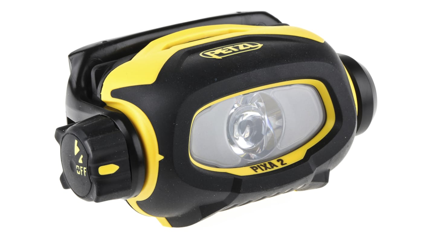 Petzl LED头灯, 80 lm, 55 m射程, AA电池, ATEX认证, IP67, 黑色/黄色, PIXA 2
