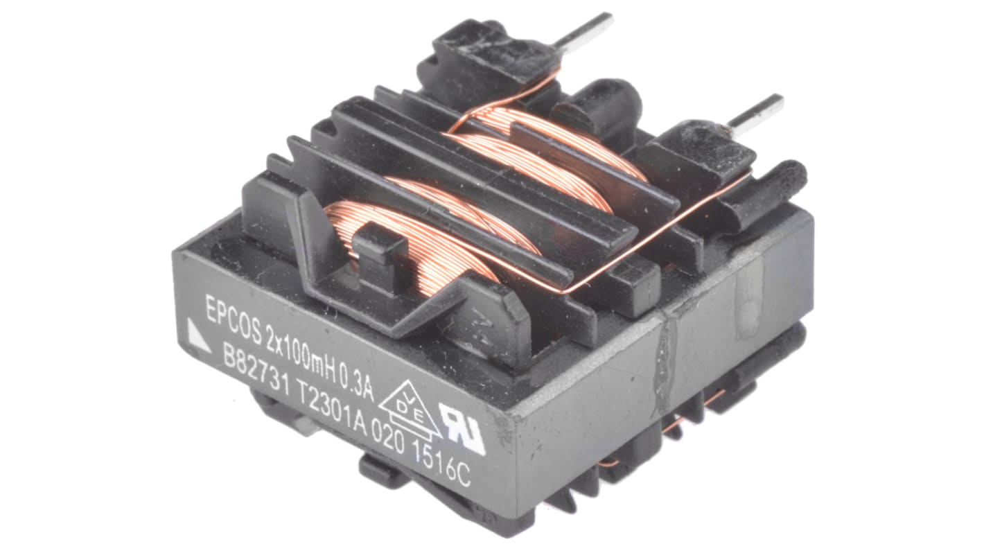 EPCOS 100 mH -30 → +50% Ferrite Power Line Choke, Max SRF:10kHz, 300mA Idc, 6.6Ω Rdc 250 V ac, B82731T