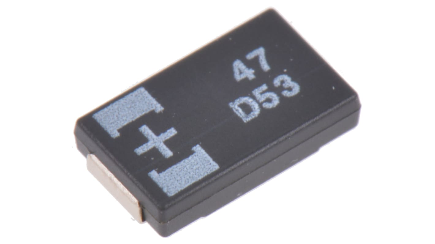 Condensatore polimerico Panasonic POSCAP TQC, 47μF, 20V cc, SMD