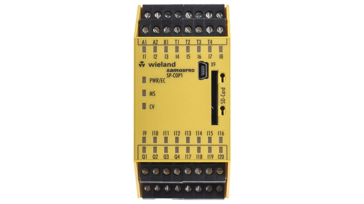 Controlador de seguridad Wieland samos PRO SP-COP, 20 E/4 S, cat. seguridad PLe/Cat.4 EN ISO 13849-1, SIL 3, USB, 16,8