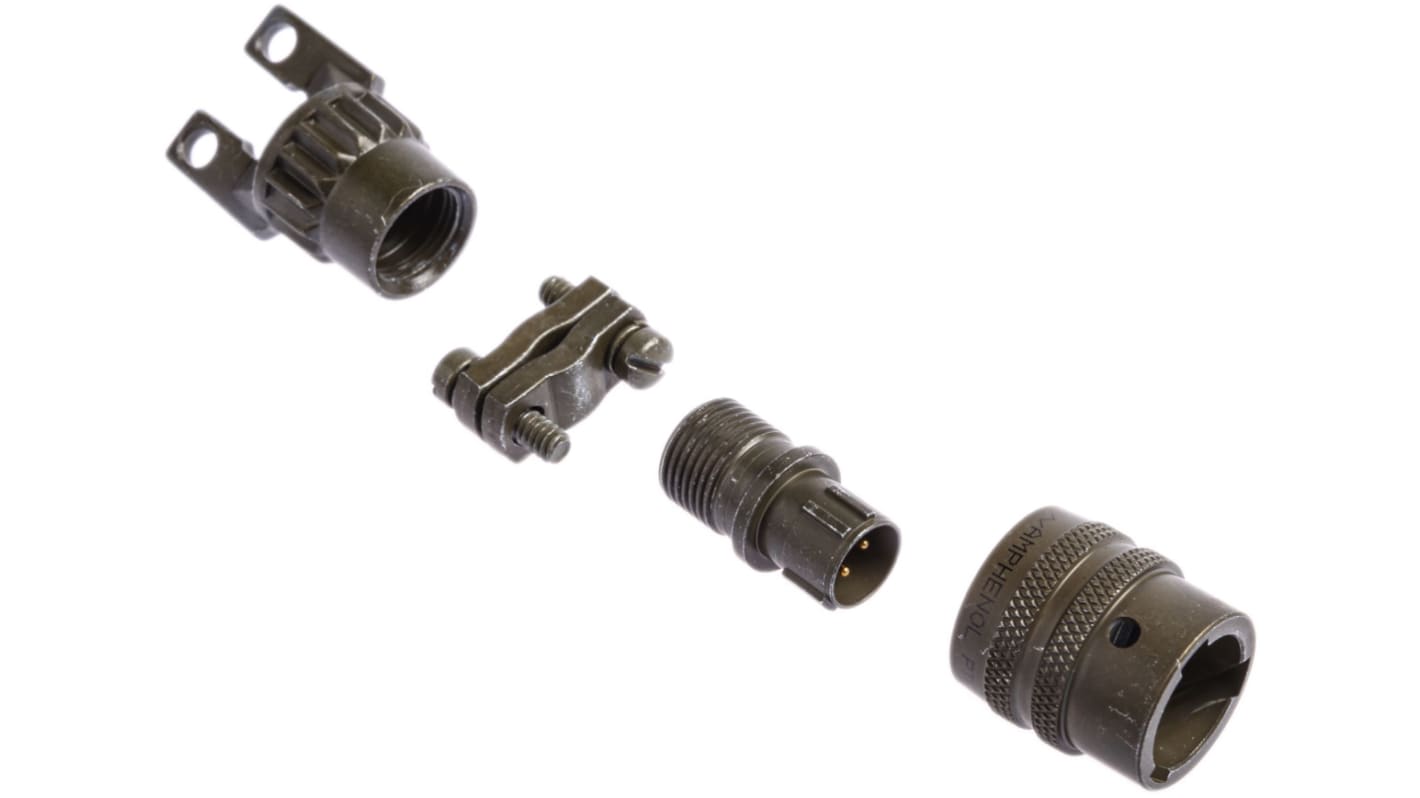 Amphenol Socapex, PT, Copper Alloy 4 Way Cable Mount MIL Spec Circular Connector PlugGreen, Pin Contacts,Shell Size 8,