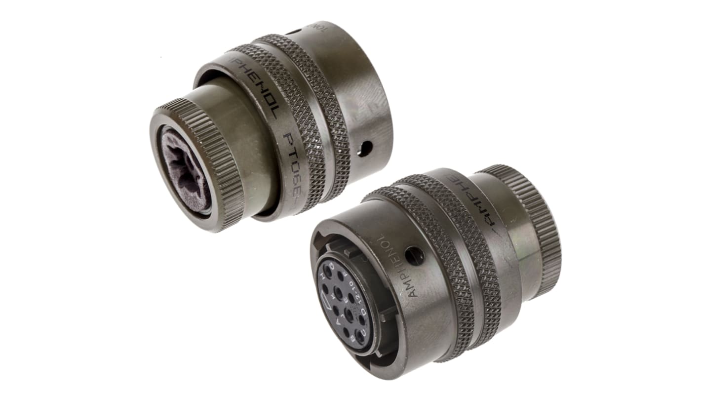 Amphenol Socapex, PT, Copper Alloy 10 Way Cable Mount MIL Spec Circular Connector PlugGreen, Socket Contacts,Shell Size