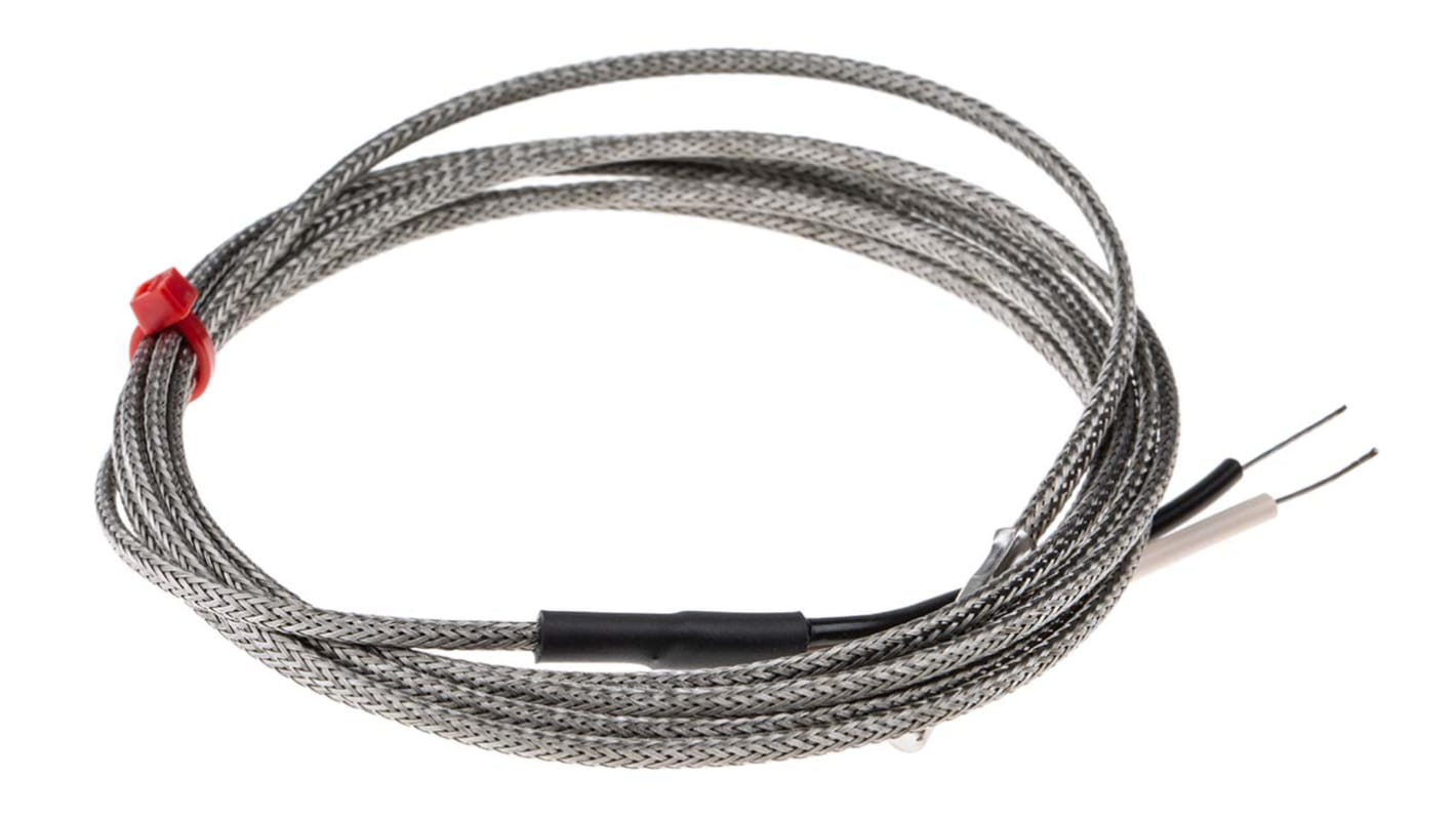 RS PRO J型接地热电偶, 探头Φ4mm x 25mm, 可测+350°C, 线长2m, 裸线尾线接端, 不锈钢探头