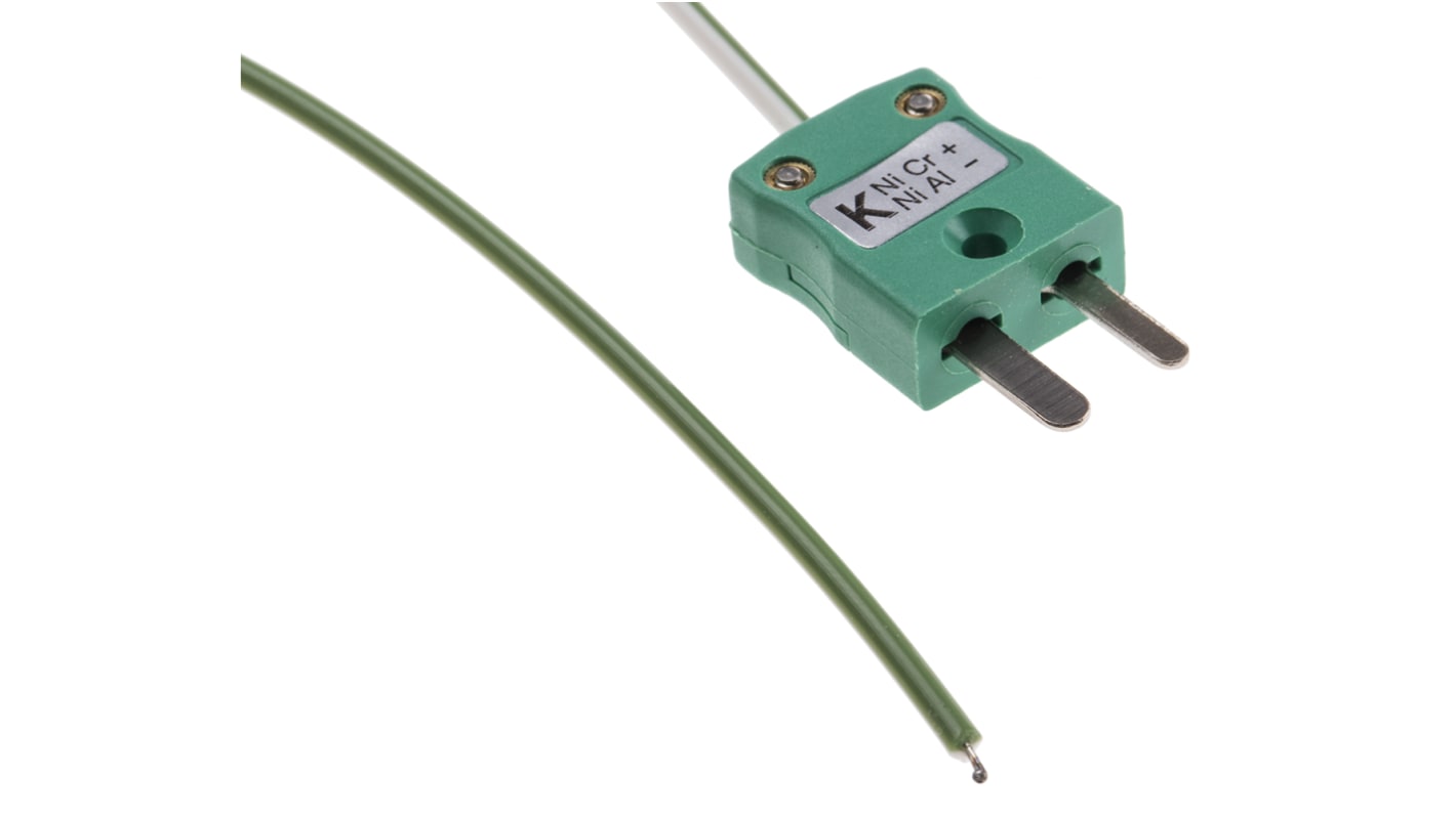 Termopar tipo K RS PRO, Ø sonda 1/0.376mm x 10m, temp. máx +250°C, cable de 10m, conexión , con conector miniatura