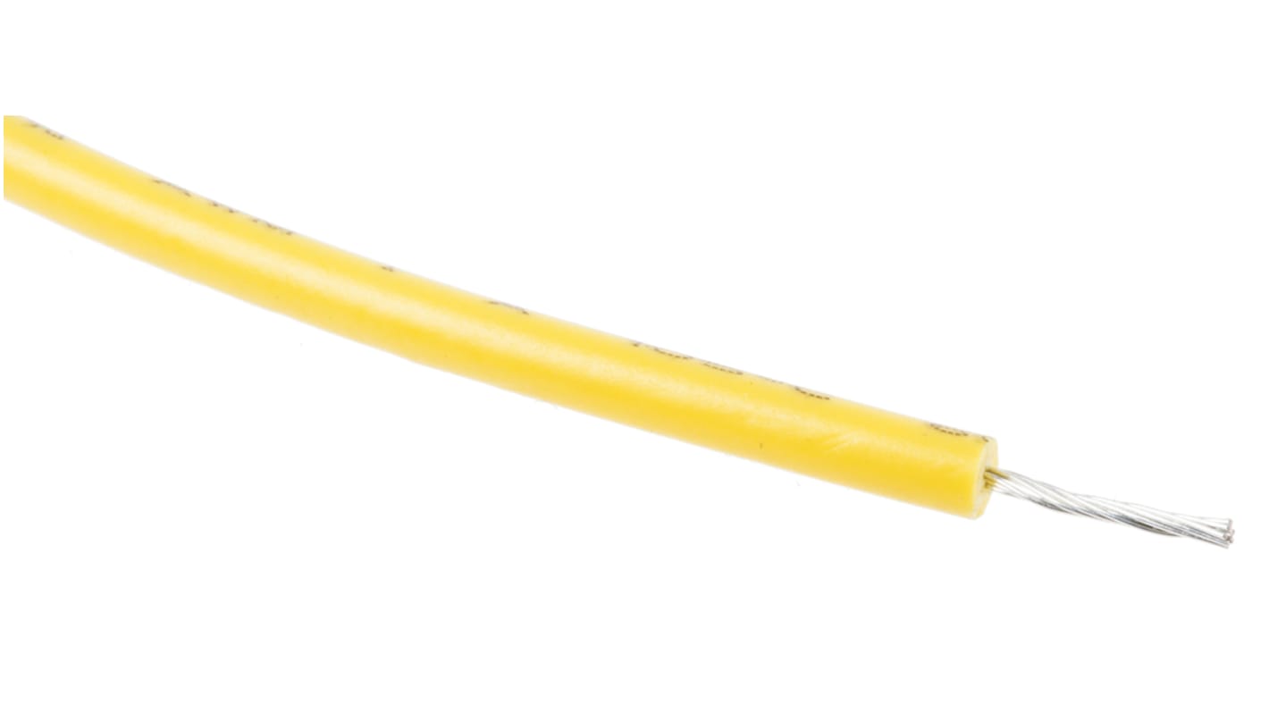 RS PRO Yellow 0.13 mm² Hook Up Wire, 26 AWG, 7/0.16 mm, 100m, XLPE Insulation