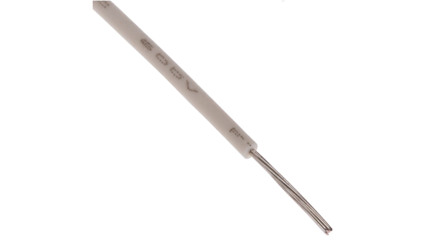 RS PRO White 0.08mm² Hook Up Wire, 28 AWG, 7/0.12 mm, 100m, MPPE Insulation