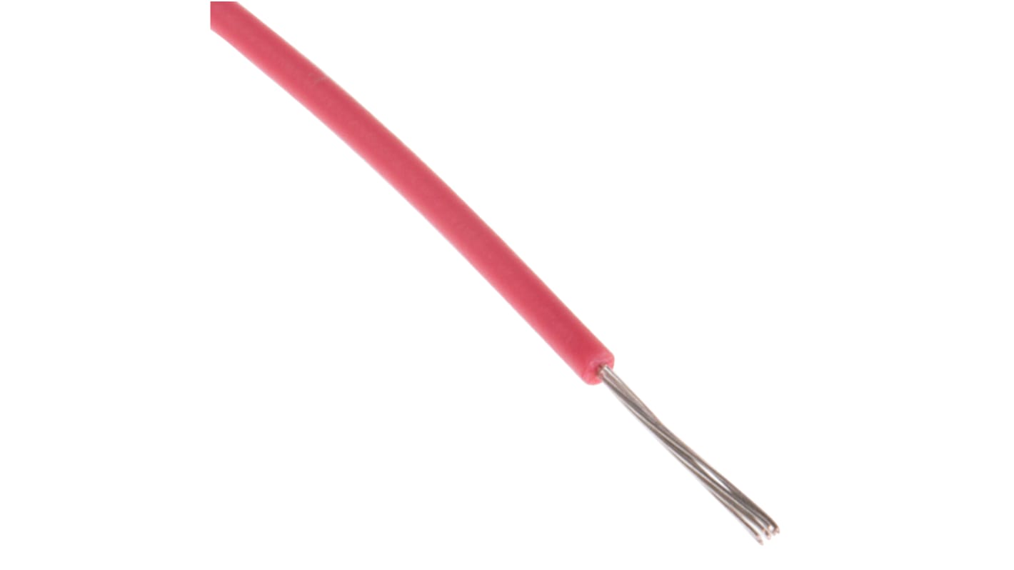 RS PRO Red 0.08mm² Hook Up Wire, 28 AWG, 7/0.12 mm, 100m, MPPE Insulation