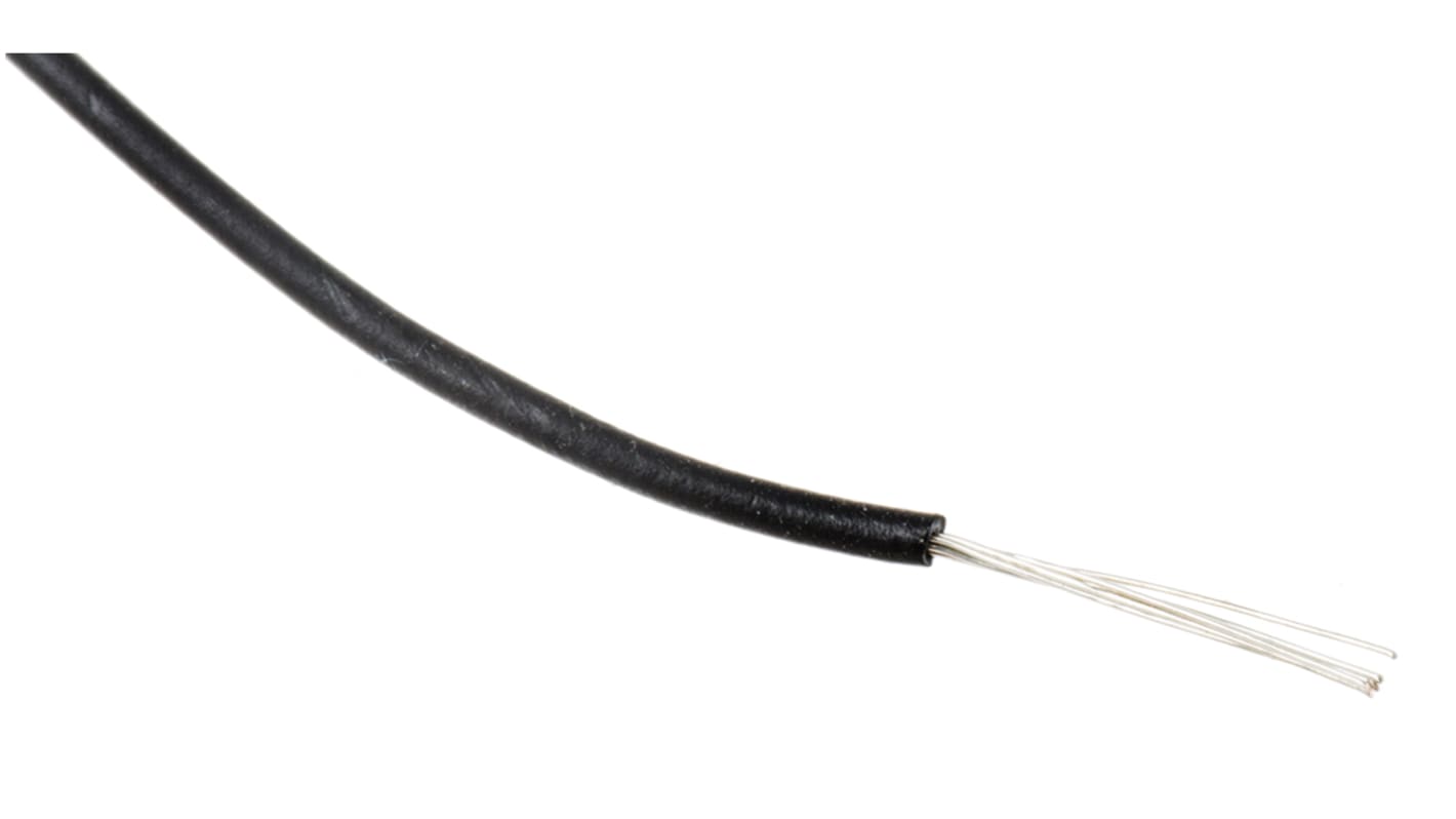 RS PRO Black 0.13mm² Hook Up Wire, 26 AWG, 7/0.16 mm, 100m, MPPE Insulation