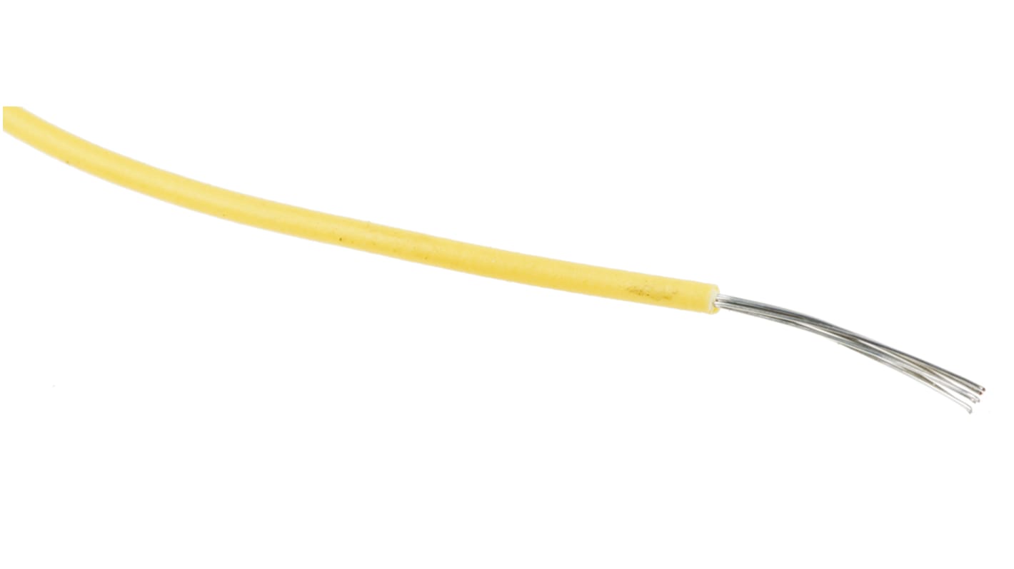 RS PRO Yellow 0.13 mm² Hook Up Wire, 26 AWG, 7/0.16 mm, 100m, MPPE Insulation