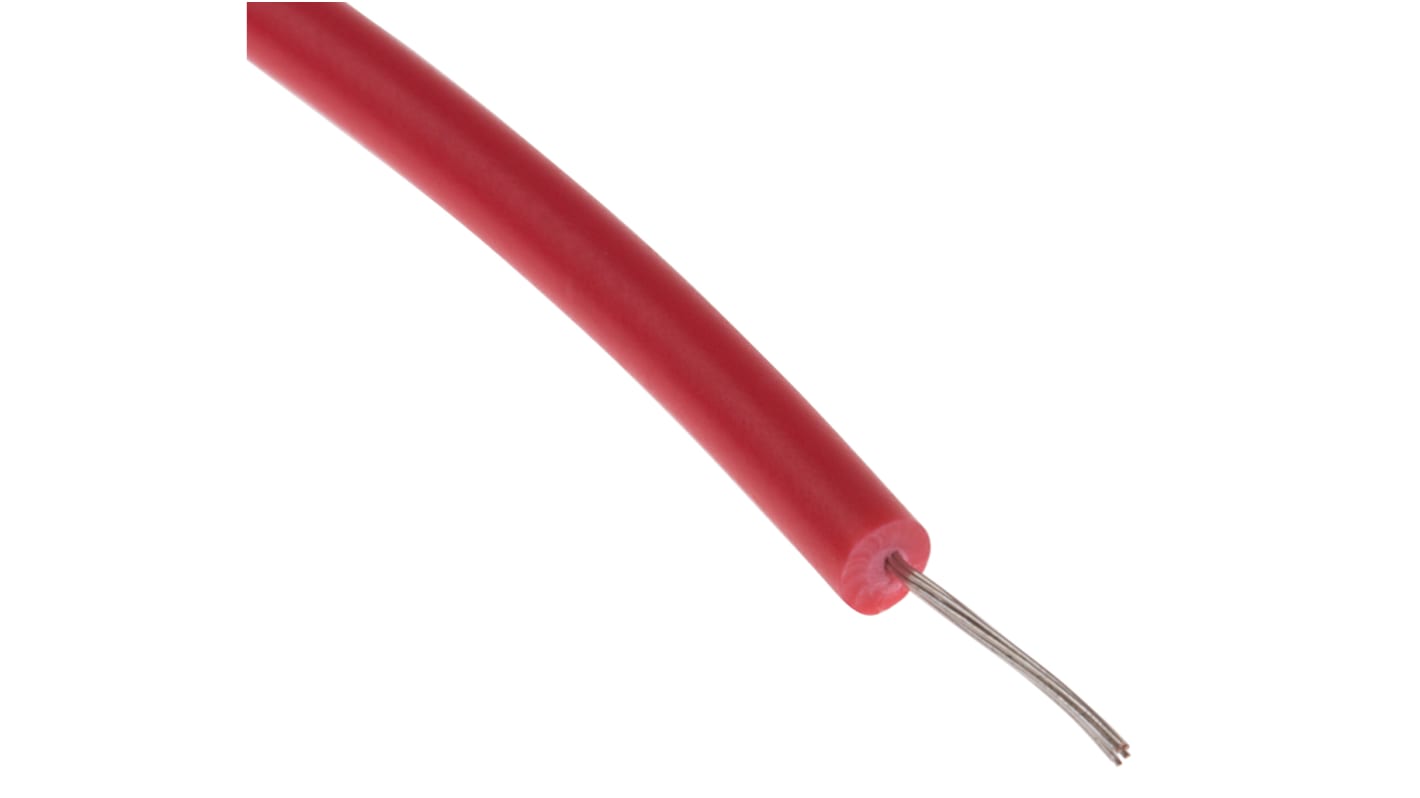 RS PRO Red 0.08 mm² Hook Up Wire, 28 AWG, 7/0.12 mm, 100m, PVC Insulation