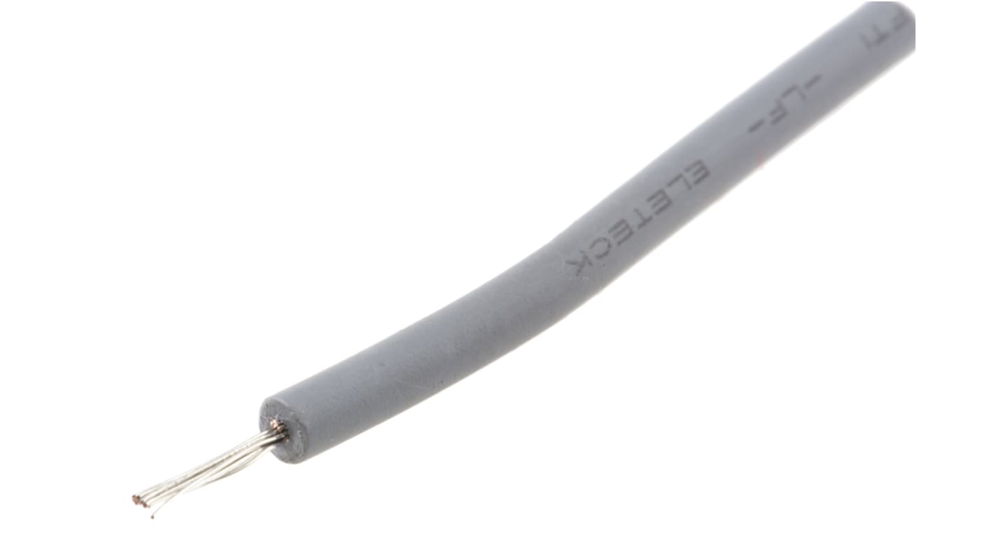RS PRO Grey 0.08 mm² Hook Up Wire, 28 AWG, 7/0.12 mm, 100m, PVC Insulation