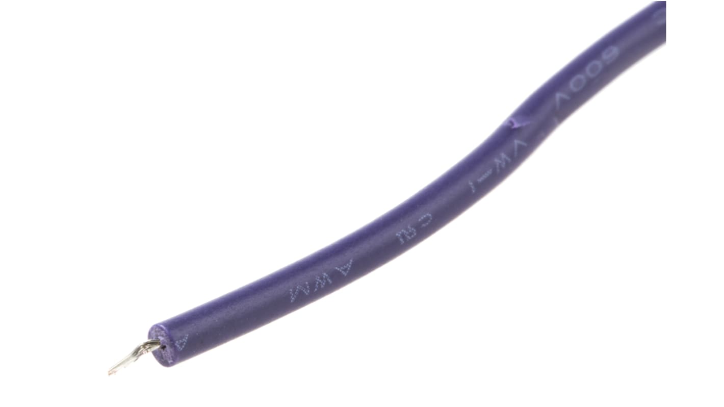 RS PRO Purple 0.08 mm² Hook Up Wire, 28 AWG, 7/0.12 mm, 100m, PVC Insulation