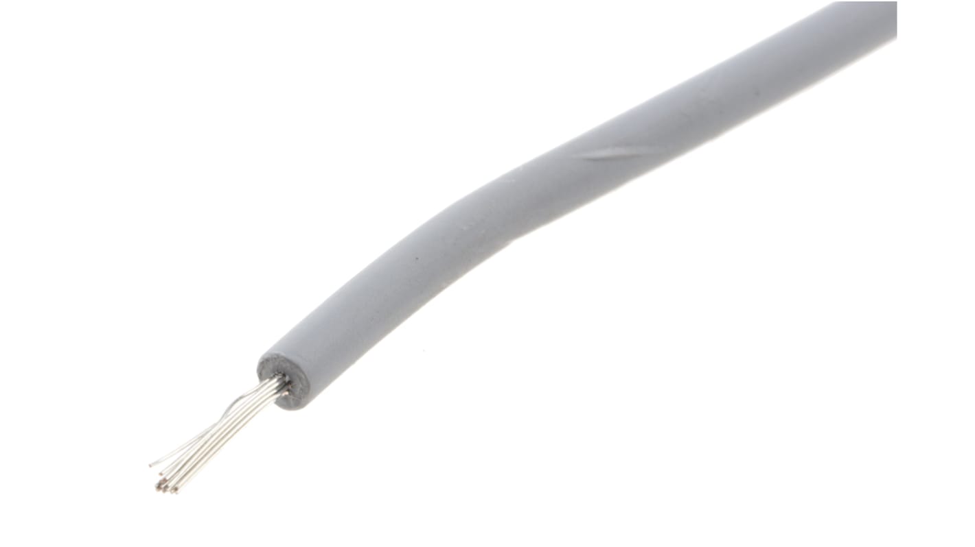 RS PRO Grey 0.2 mm² Hook Up Wire, 24 AWG, 11/0.16 mm, 100m, PVC Insulation
