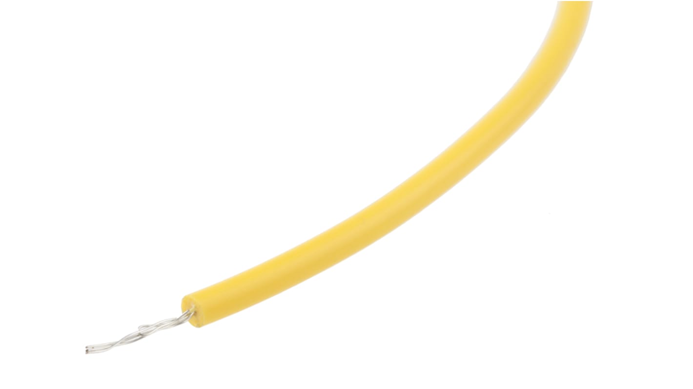 RS PRO 黄色电线, 0.33mm², 100m长, 22AWG, 600 V, 最高+105°C, PVC绝缘