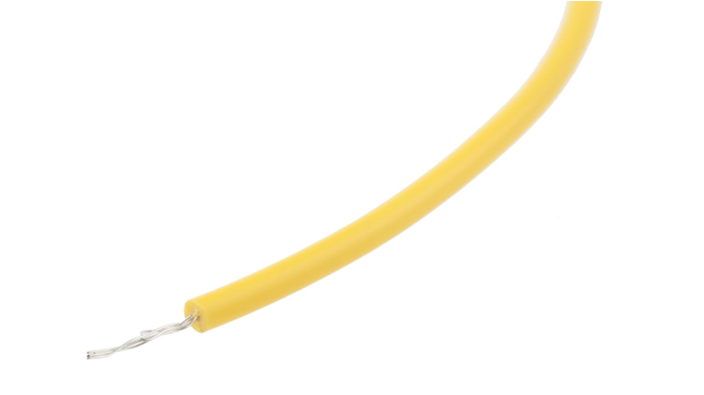 RS PRO Yellow 0.33 mm² Hook Up Wire, 22 AWG, 17/0.16 mm, 100m, PVC Insulation